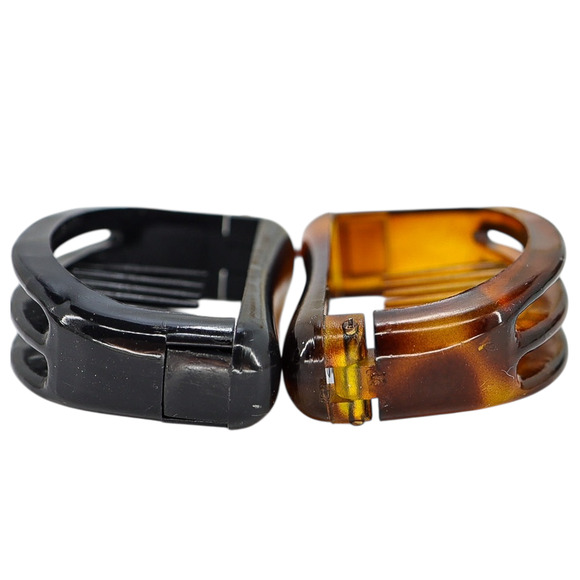 Vintage French Brevete SGDG Hinged Hair Clips - Pair Horsebit Shape - Picture 4 of 10